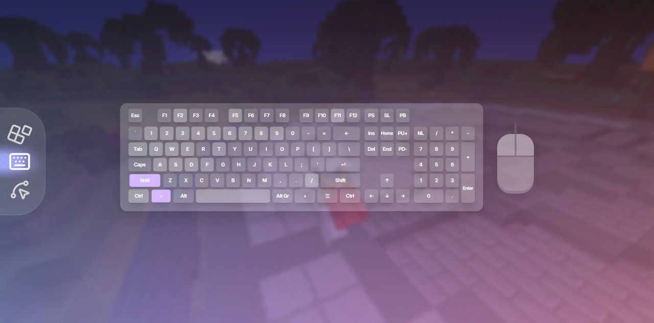Mensury keyboard controls with a rainbow lighting theme